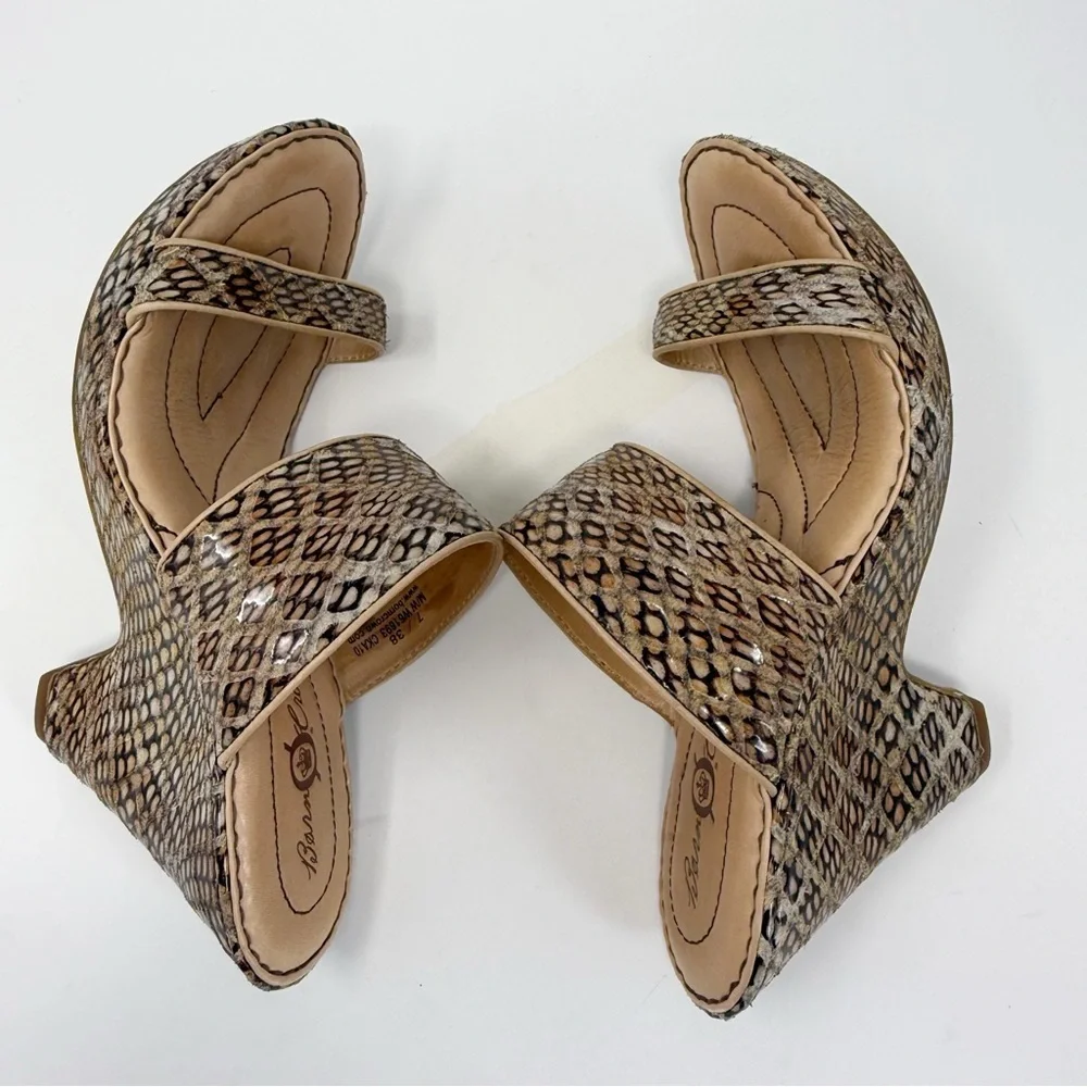 Born Crown women’s Skyler Terra Snake Print Wedge Sandals size 7